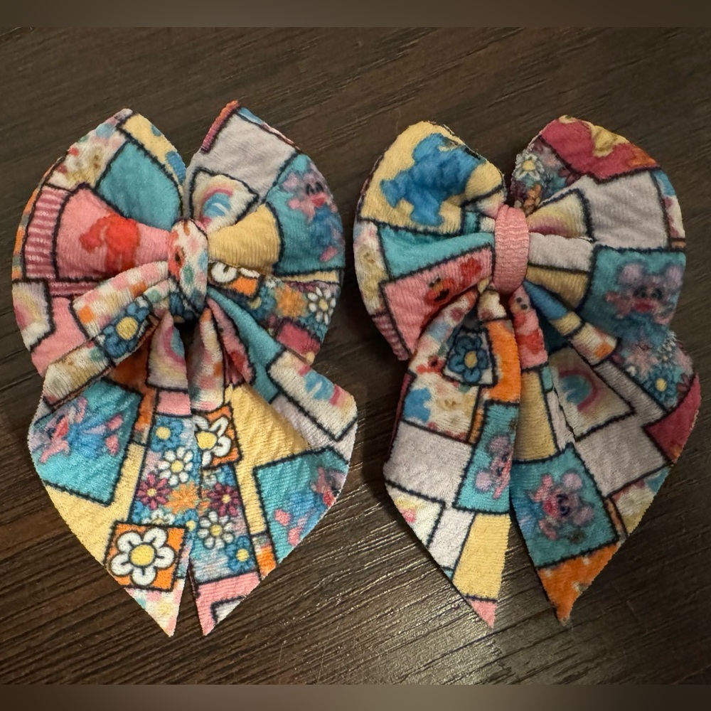 Colorful Sesame Street Patchwork Hair bow piggies